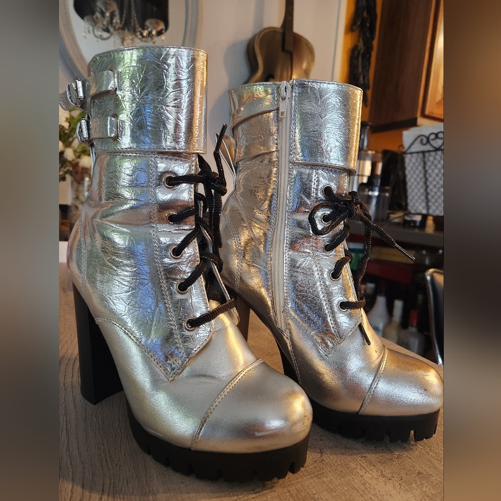 Silver boots 7.5 size